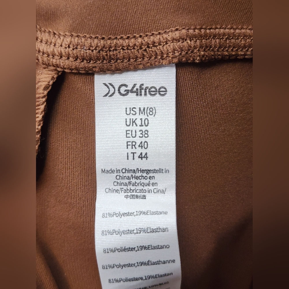 G4Free Brown High Waisted Wide Leg Yoga Pants Crossover Waistband Medium - Picture 6 of 7